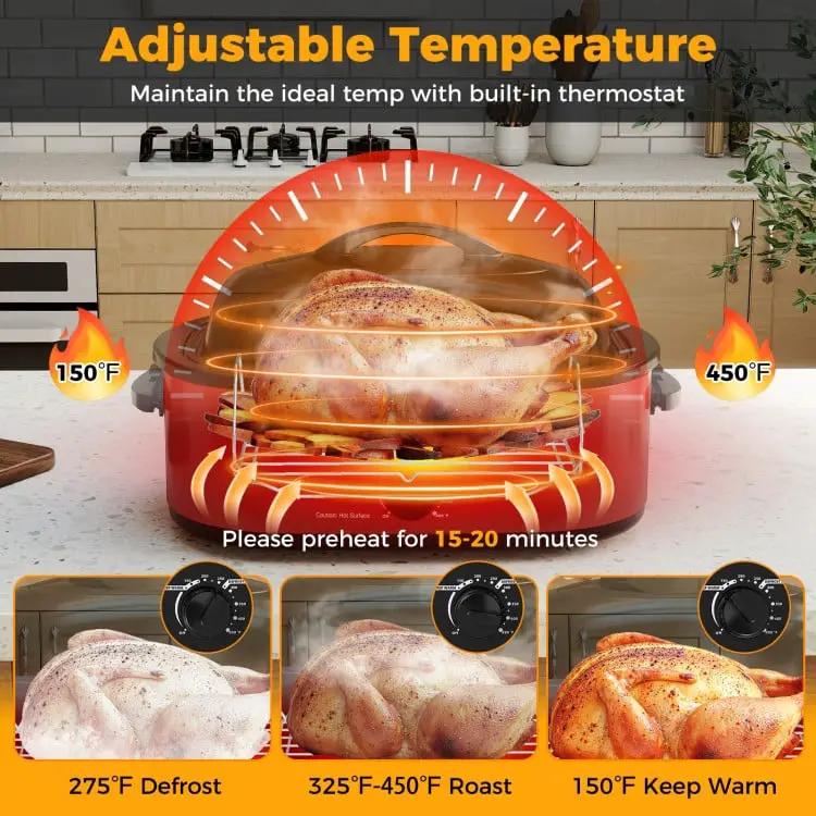 18QT Electric Roaster Oven with Self-Basting Lid Turkey Roaster with Removable Pan by DirectDeals
