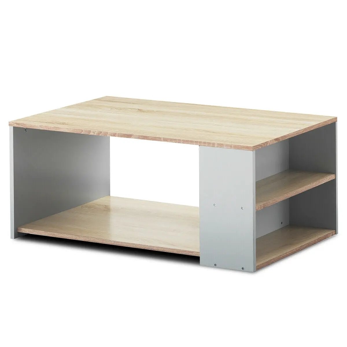 Coffee Table Sofa Side Table with Storage Shelves by DirectDeals