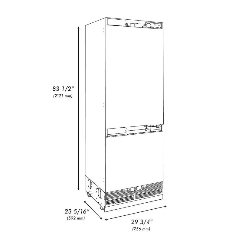 ZLINE 30" Panel Ready Built-In Bottom Freezer Refrigerator,Water Dispenser, Ice Maker,Graphite Gray, Matte Black GRBIVZ-30-MB by Farmhouse Kitchen and Bath
