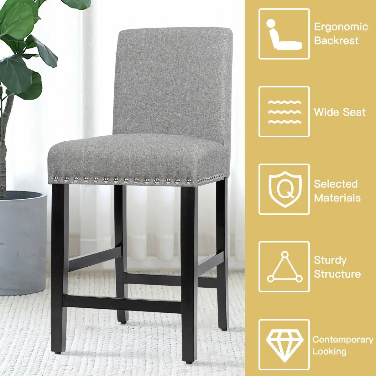 25 Inch Kitchen Chairs w/ Rubber Wood Legs by DirectDeals