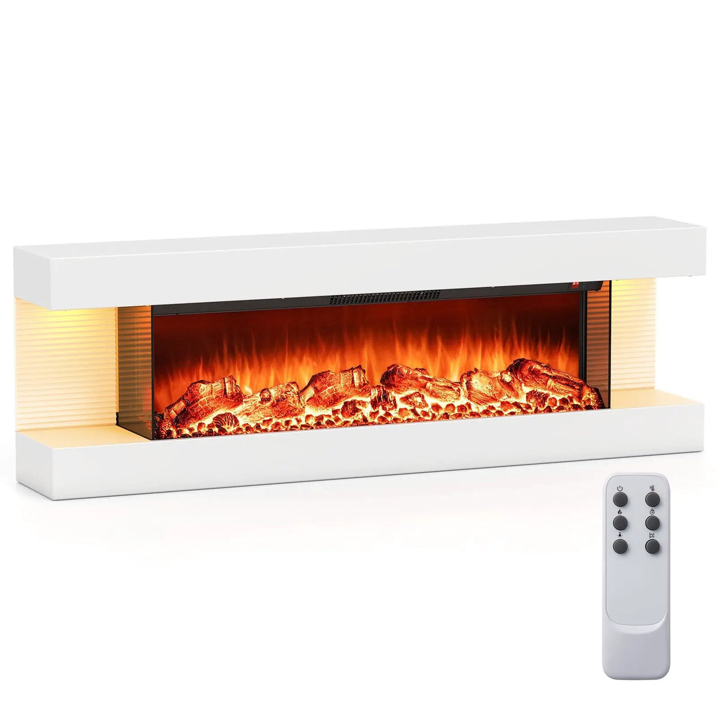 18/36 Inch 3-Sided Wall Mounted Electric Fireplace with 32/50 Inch Wide Floating Mantle by DirectDeals