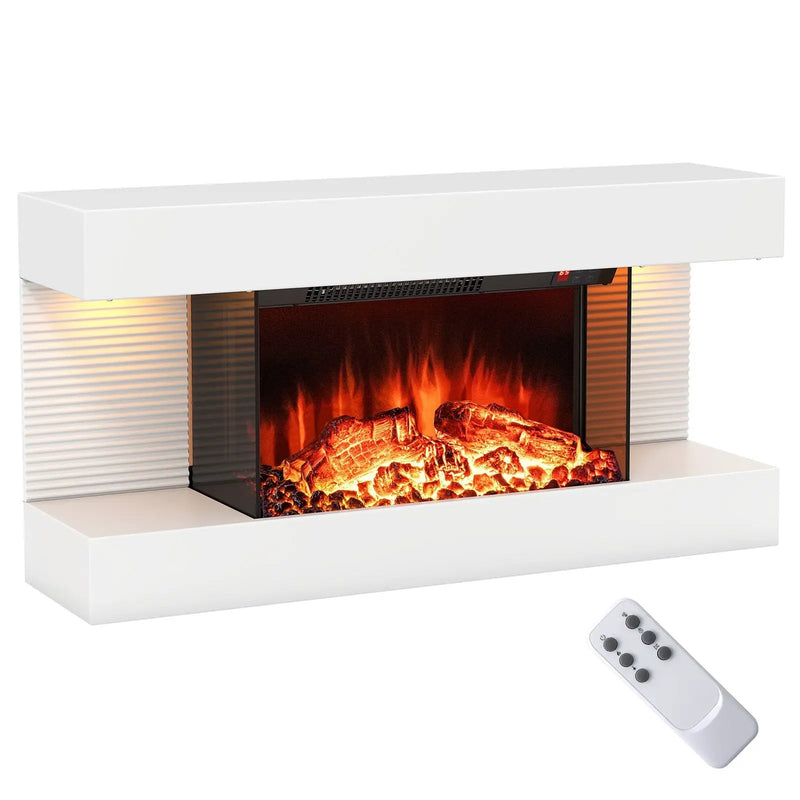 18/36 Inch 3-Sided Wall Mounted Electric Fireplace with 32/50 Inch Wide Floating Mantle by DirectDeals