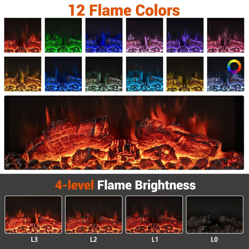 18/36 Inch 3-Sided Wall Mounted Electric Fireplace with 32/50 Inch Wide Floating Mantle by DirectDeals