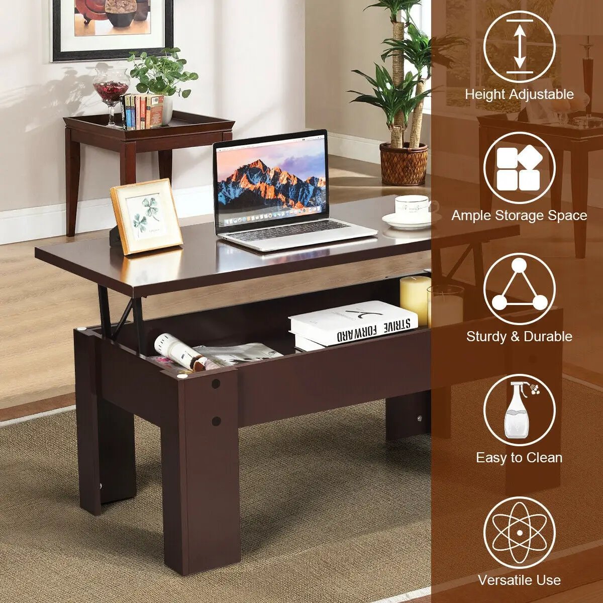 Lift Top Coffee Pop-UP Cocktail Table by DirectDeals