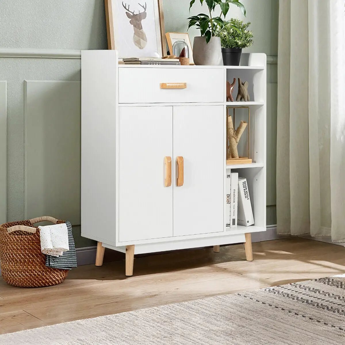 Floor Storage Cabinet Free Standing Cupboard Chest by DirectDeals