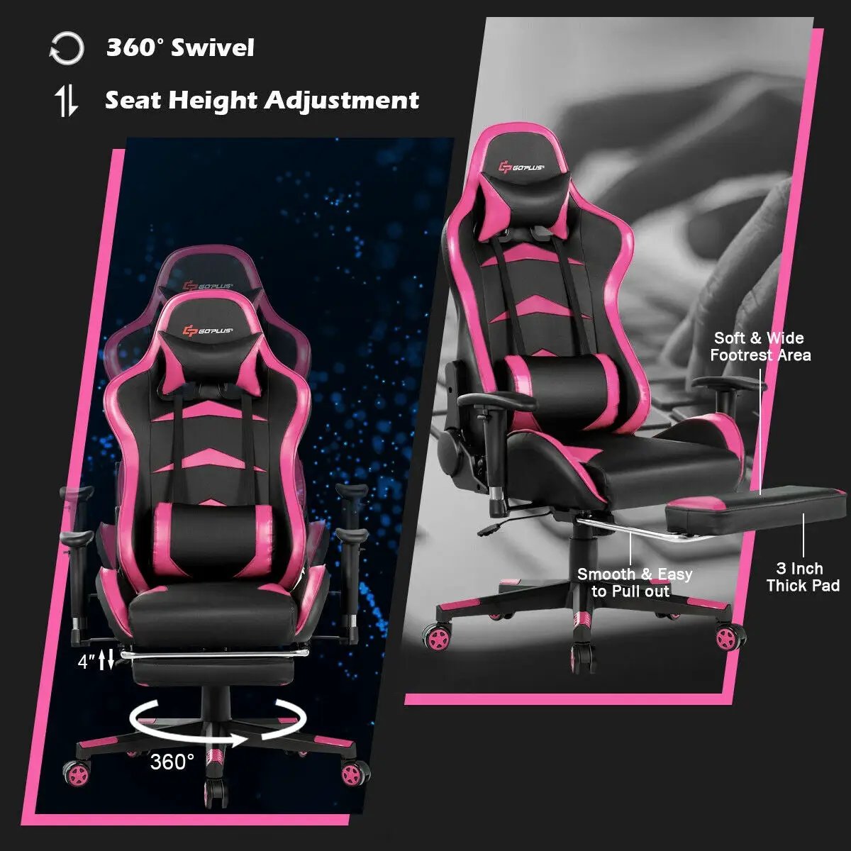 Massage Gaming Chair with Footrest by DirectDeals