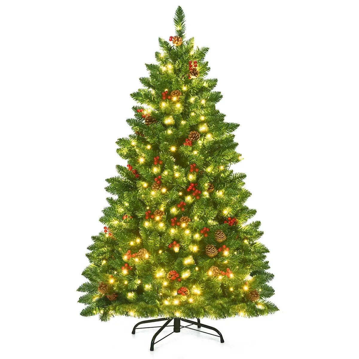 4.5 Feet Pre-lit Hinged Christmas Tree with 300 LED Lights by DirectDeals