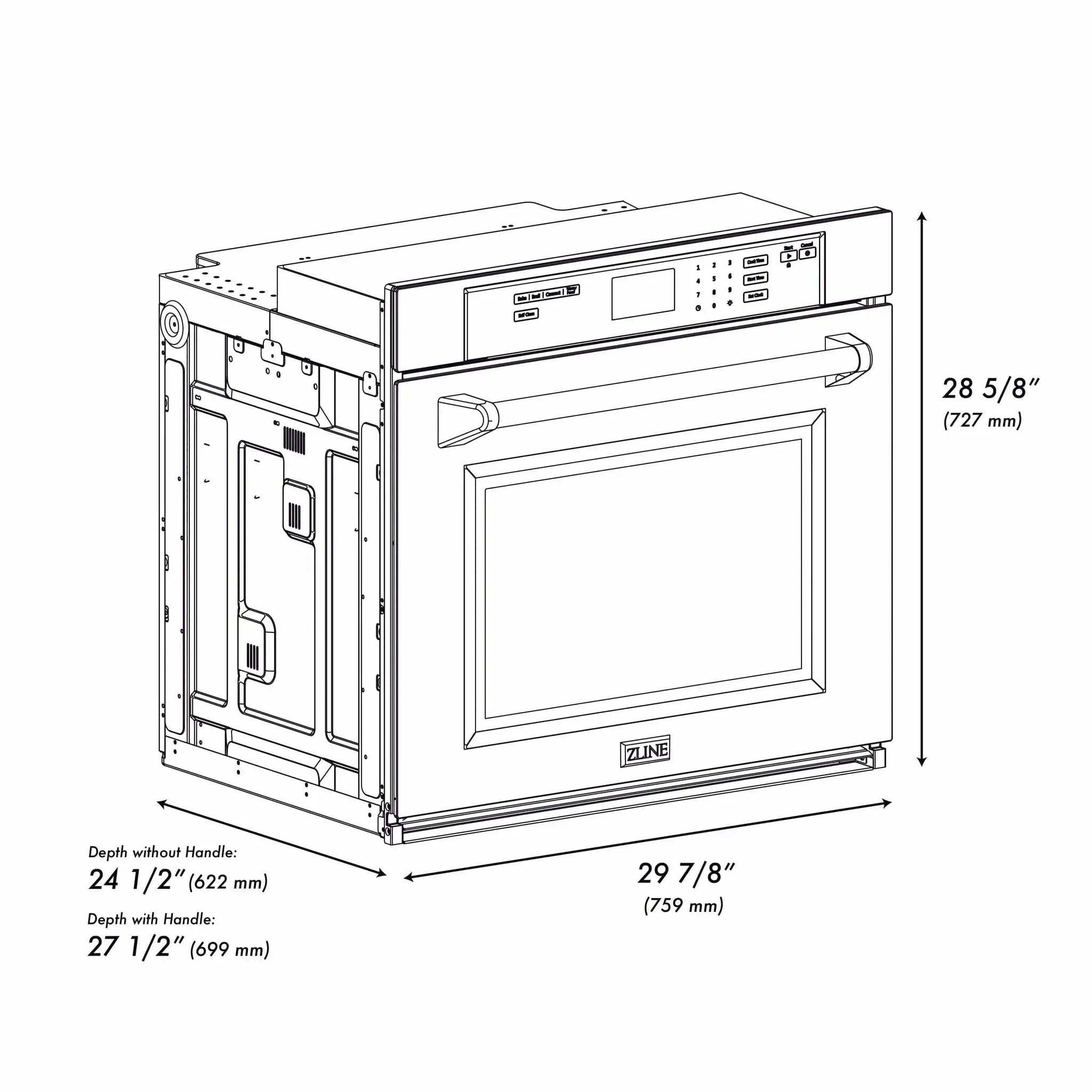 ZLINE 30 "Professional True Convection Single Wall Oven, Air Fry, Self Clean, Stainless Steel WAS-30 by Farmhouse Kitchen and Bath