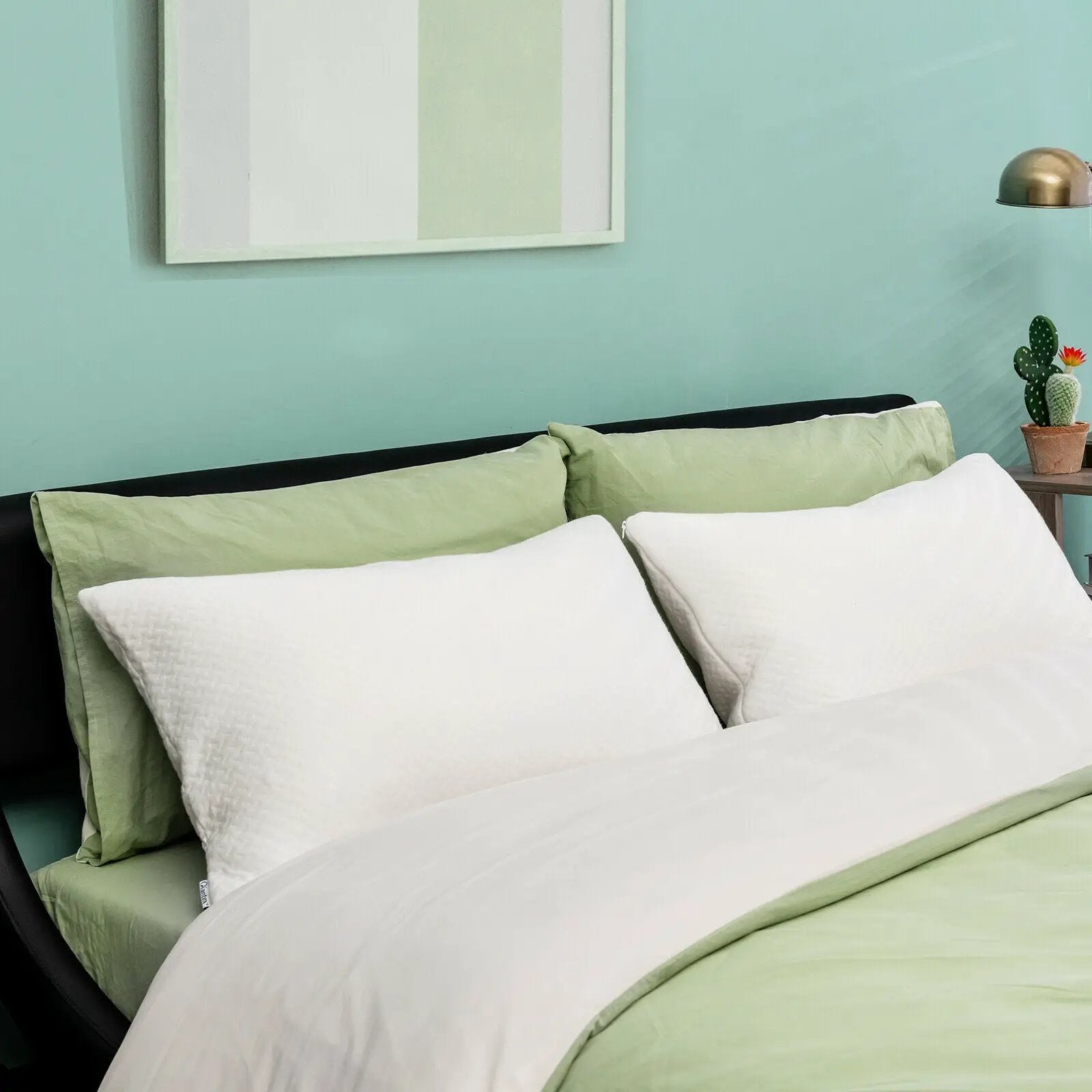 Set of 2 28 x18 Inch Shredded Memory Foam Bed Pillows with Bamboo Cooling Cover by DirectDeals