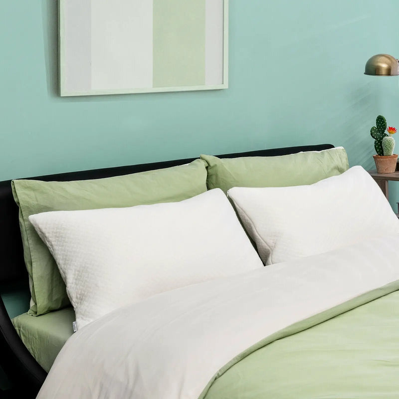 Set of 2 28 x18 Inch Shredded Memory Foam Bed Pillows with Bamboo Cooling Cover by DirectDeals
