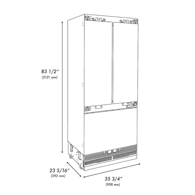 ZLINE 36" Panel Ready Built-In Bottom Freezer Refrigerator,Water Dispenser, Ice Maker,Graphite Gray, Matte Black GRBIVZ-36-MB by Farmhouse Kitchen and Bath