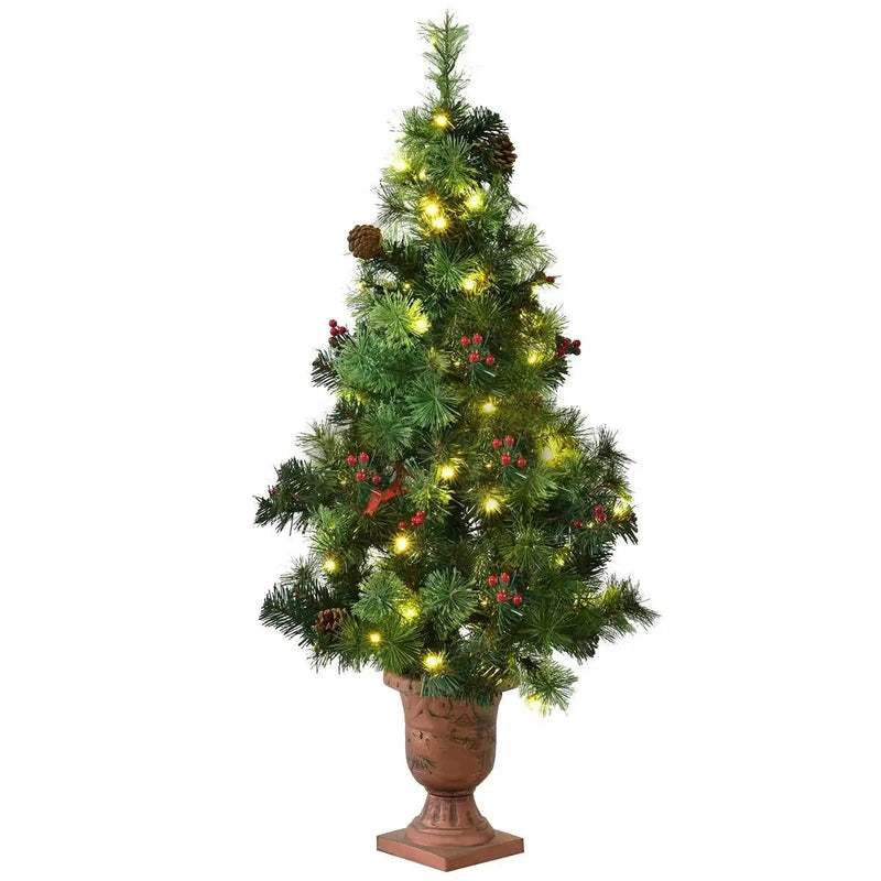 LED Christmas Tree with Red Berries Pine Cones by DirectDeals