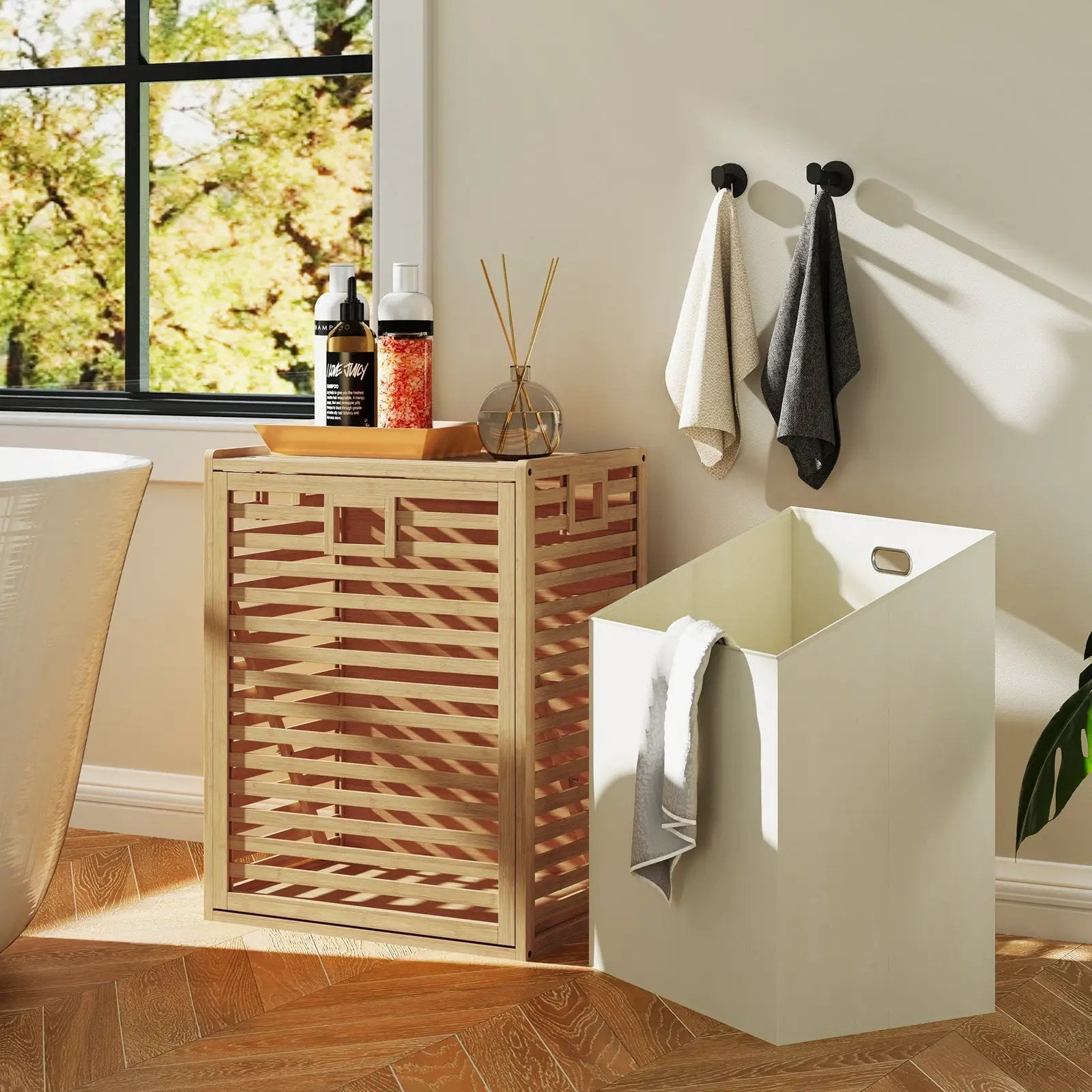 18 Gal Bamboo Tilt-out Laundry Hamper with Removable Fabric Bin-Natural by DirectDeals