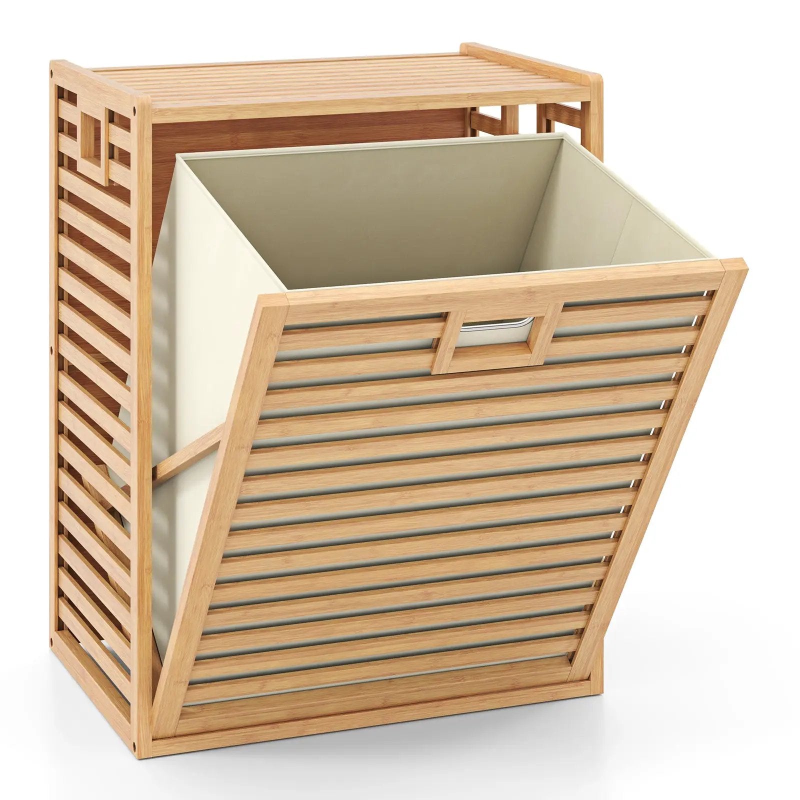 18 Gal Bamboo Tilt-out Laundry Hamper with Removable Fabric Bin-Natural by DirectDeals
