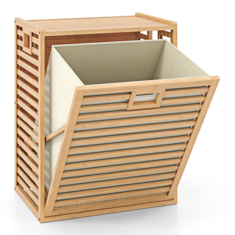 18 Gal Bamboo Tilt-out Laundry Hamper with Removable Fabric Bin-Natural by DirectDeals