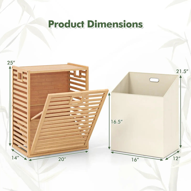 18 Gal Bamboo Tilt-out Laundry Hamper with Removable Fabric Bin-Natural by DirectDeals
