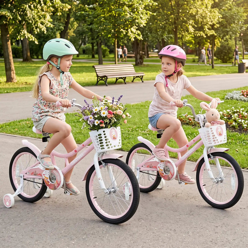 18 Inch Kids Bike with Training Wheels and Front Basket by DirectDeals