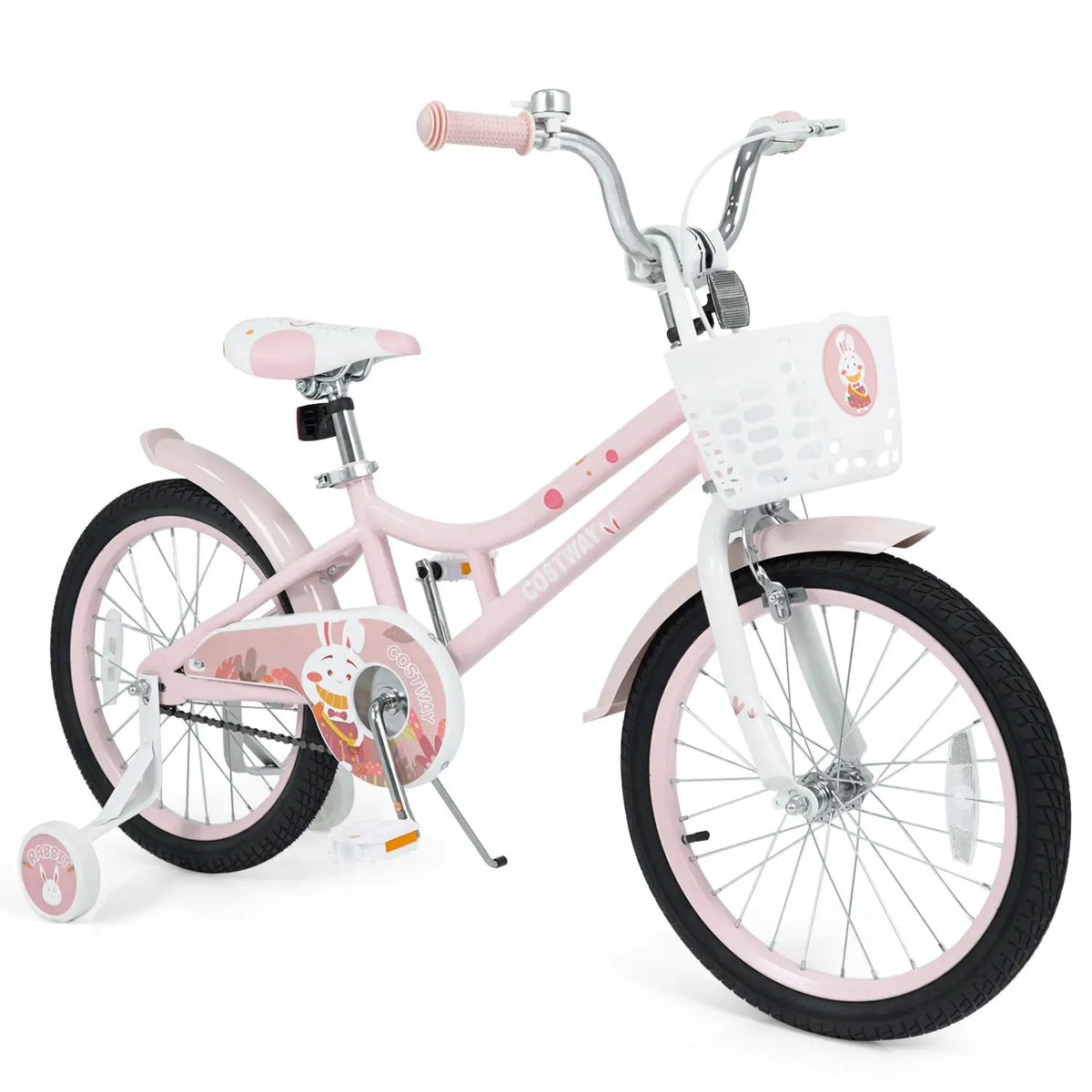 18 Inch Kids Bike with Training Wheels and Front Basket by DirectDeals