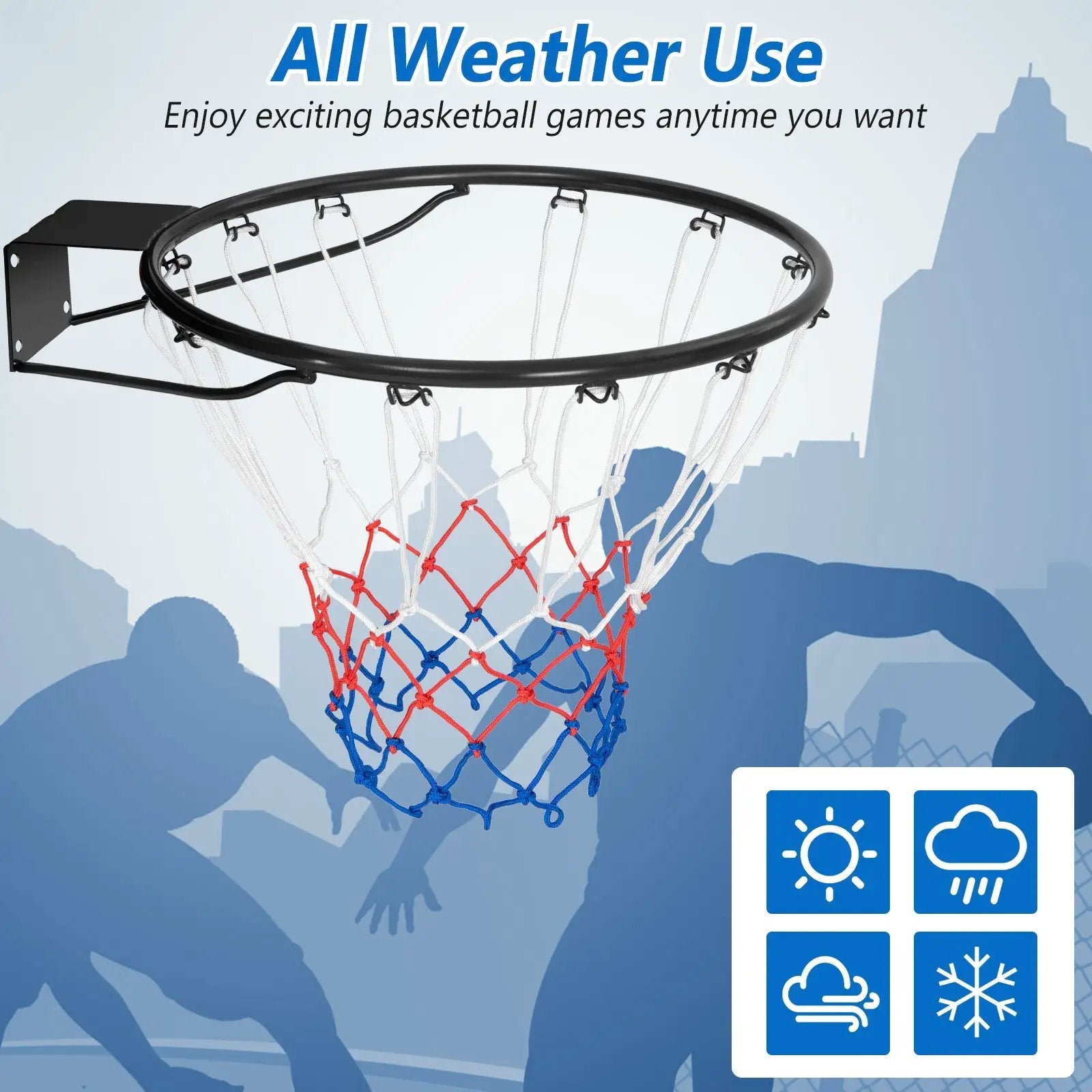 18 Inch Basketball Rim Goal Replacement with All Weather Net and Mounting Hardware by DirectDeals