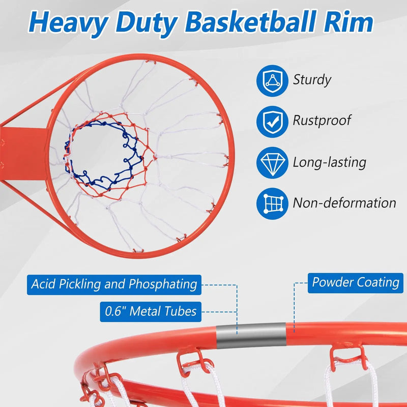 18 Inch Basketball Rim Goal Replacement with All Weather Net and Mounting Hardware by DirectDeals