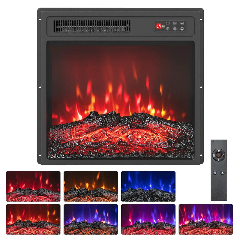18 Inch Electric Fireplace Insert with Remote Control and 7 Realistic Flame Colors by DirectDeals