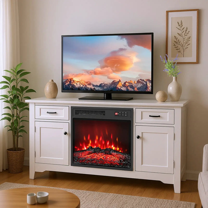 18 Inch Electric Fireplace Insert with Remote Control and 7 Realistic Flame Colors by DirectDeals