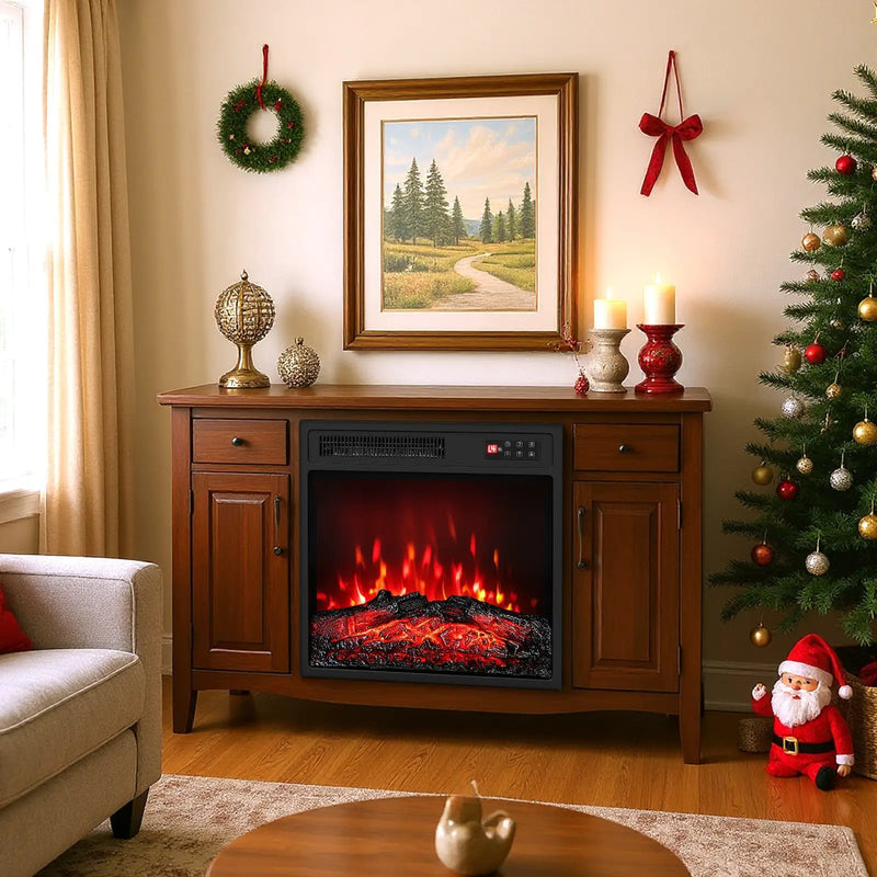 18 Inch Electric Fireplace Insert with Remote Control and 7 Realistic Flame Colors by DirectDeals
