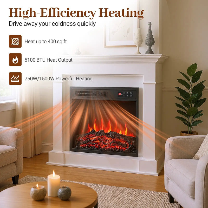 18 Inch Electric Fireplace Insert with Remote Control and 7 Realistic Flame Colors by DirectDeals