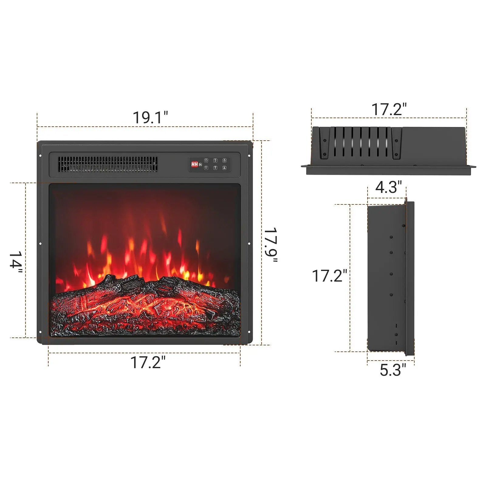 18 Inch Electric Fireplace Insert with Remote Control and 7 Realistic Flame Colors by DirectDeals