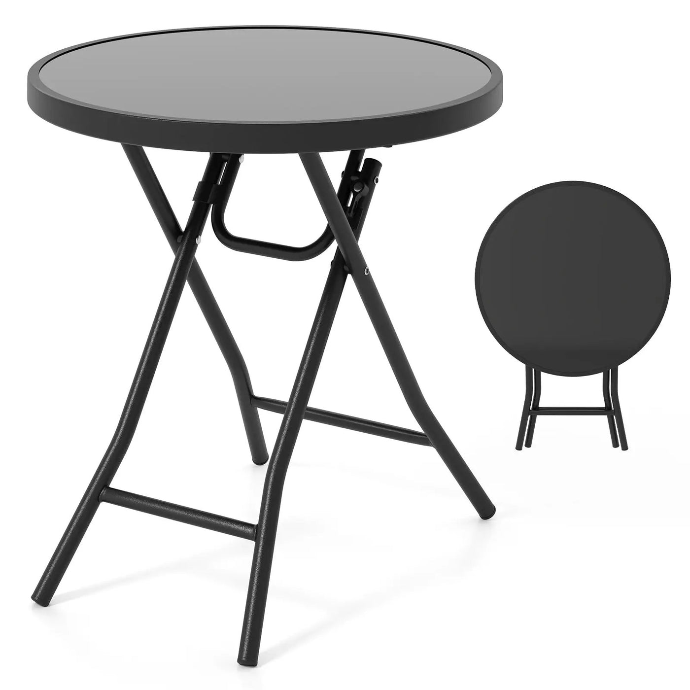 18 Inch Folding Side Table Patio Round Compact Coffee Table by DirectDeals