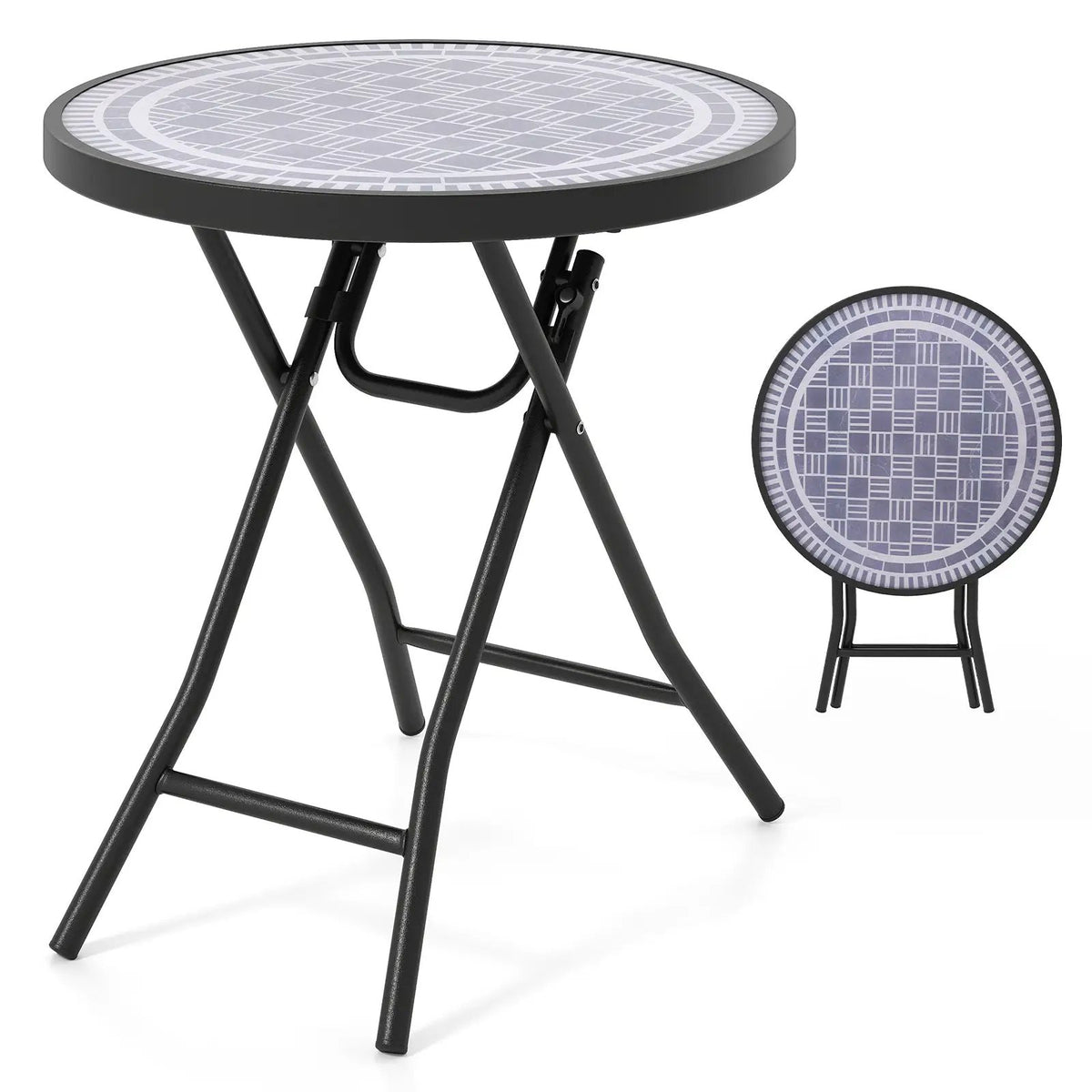18 Inch Folding Side Table Patio Round Compact Coffee Table by DirectDeals