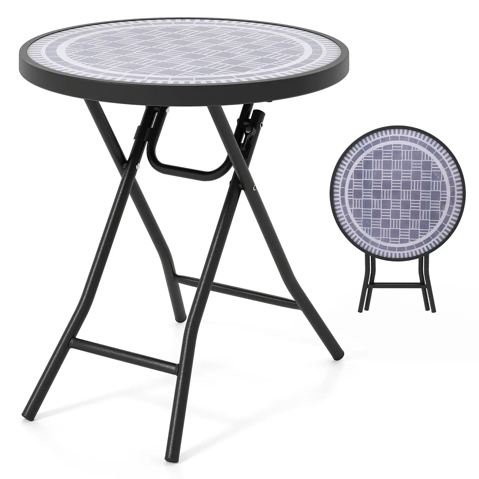 18 Inch Folding Side Table Patio Round Compact Coffee Table by DirectDeals