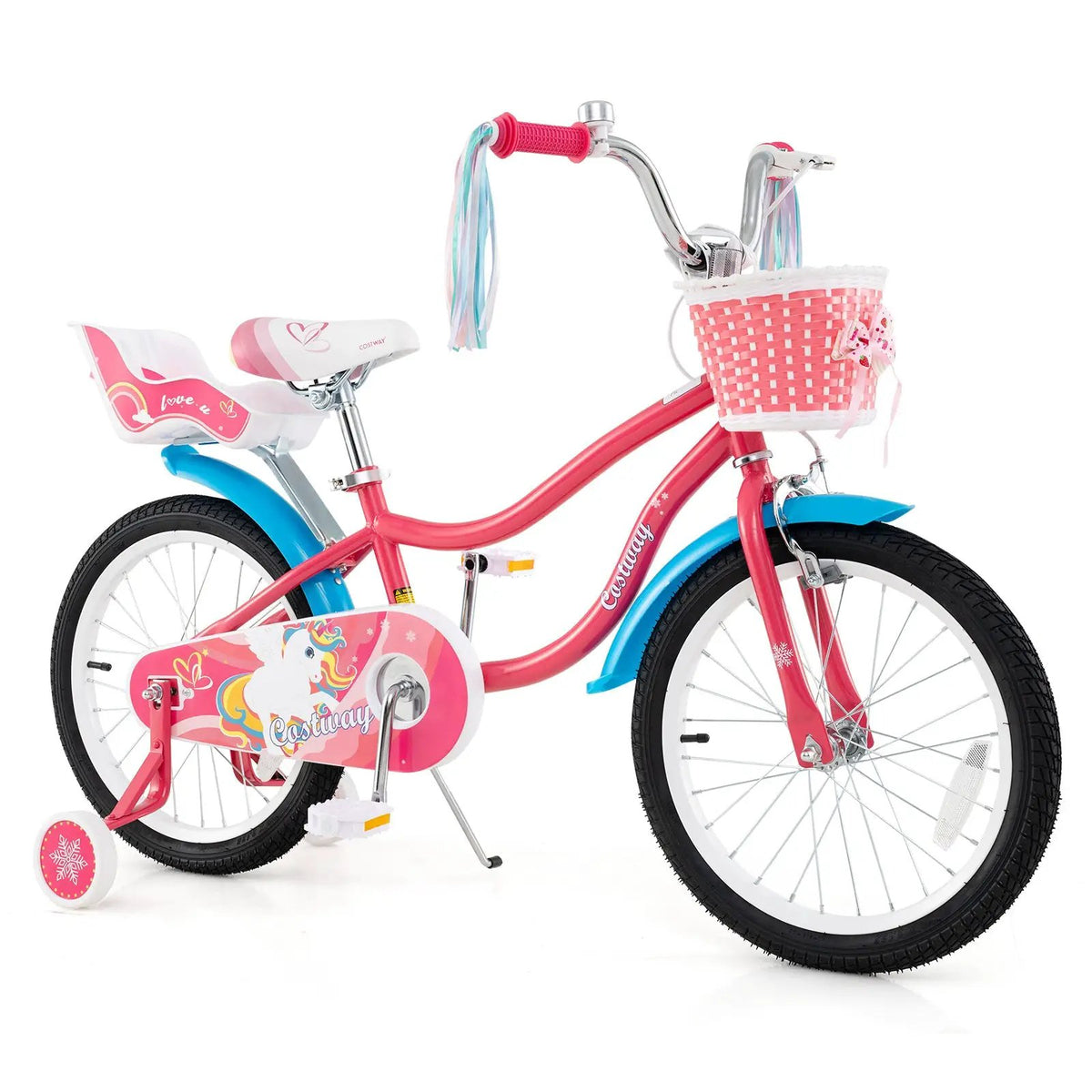 16 Inch Girls Bike for 4-7 Years Old Kids Bike with Doll Seat and Training Wheels by DirectDeals