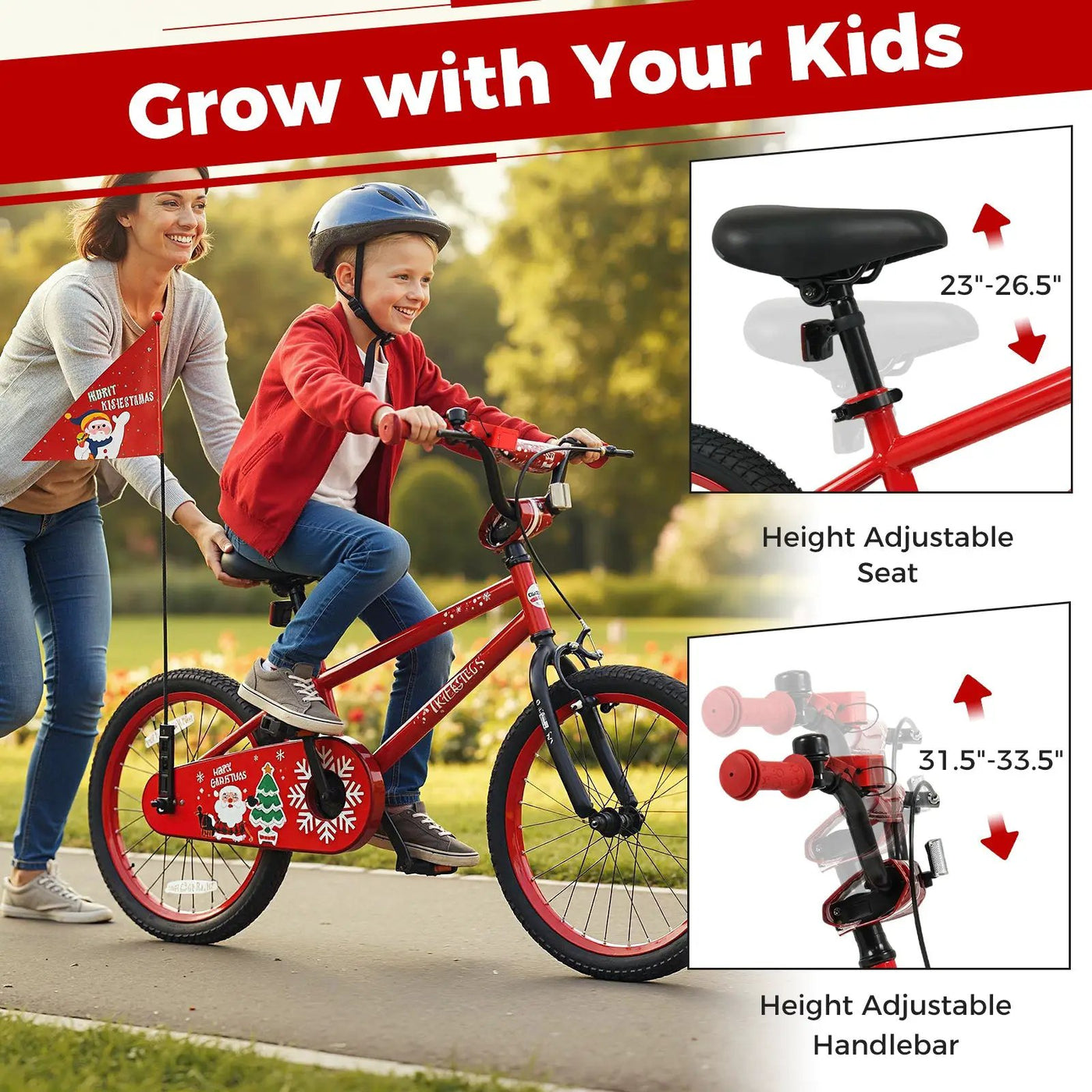 Kids Bike 12-18 Inch with Training Wheels & Christmas Music by DirectDeals
