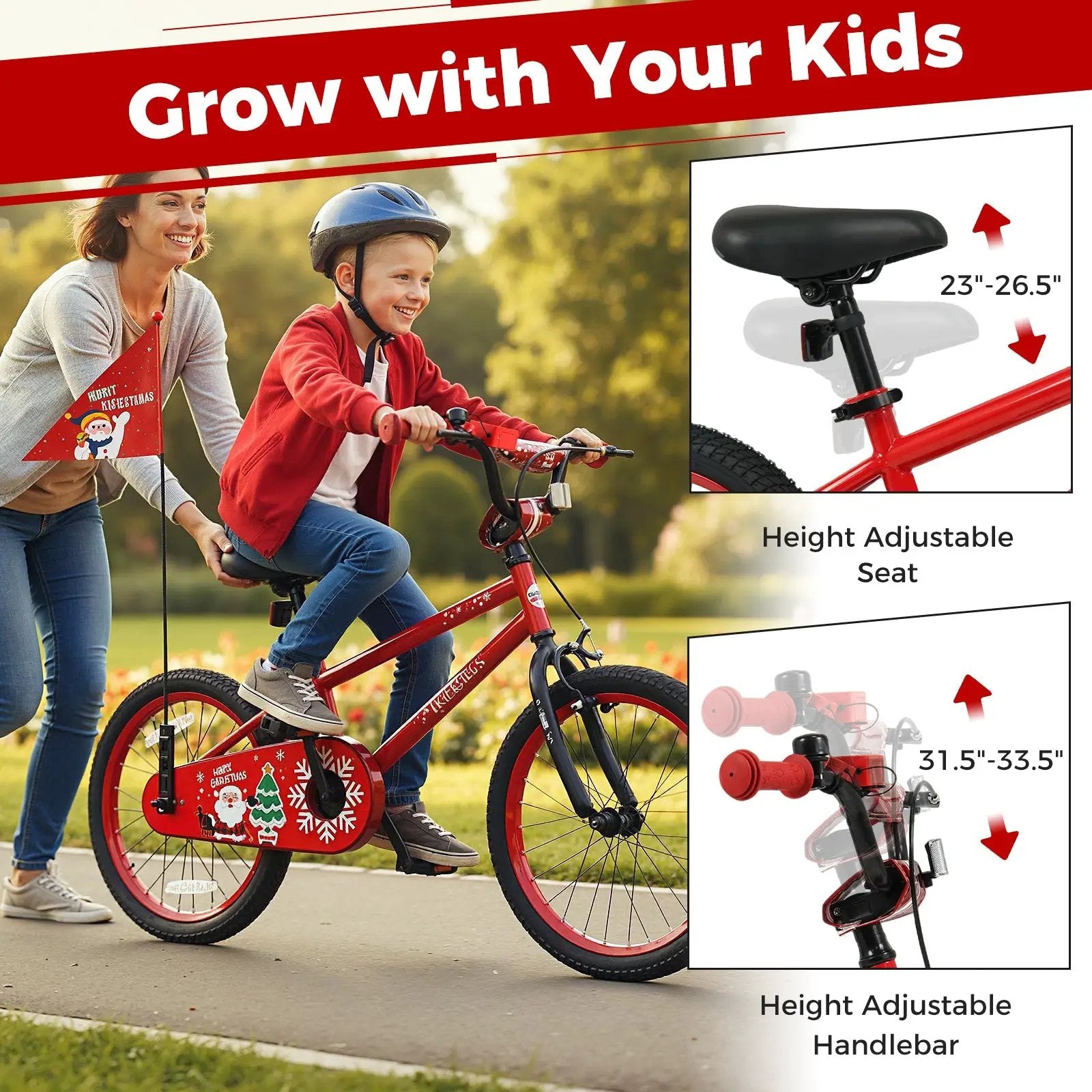 Kids Bike 12-18 Inch with Training Wheels & Christmas Music by DirectDeals