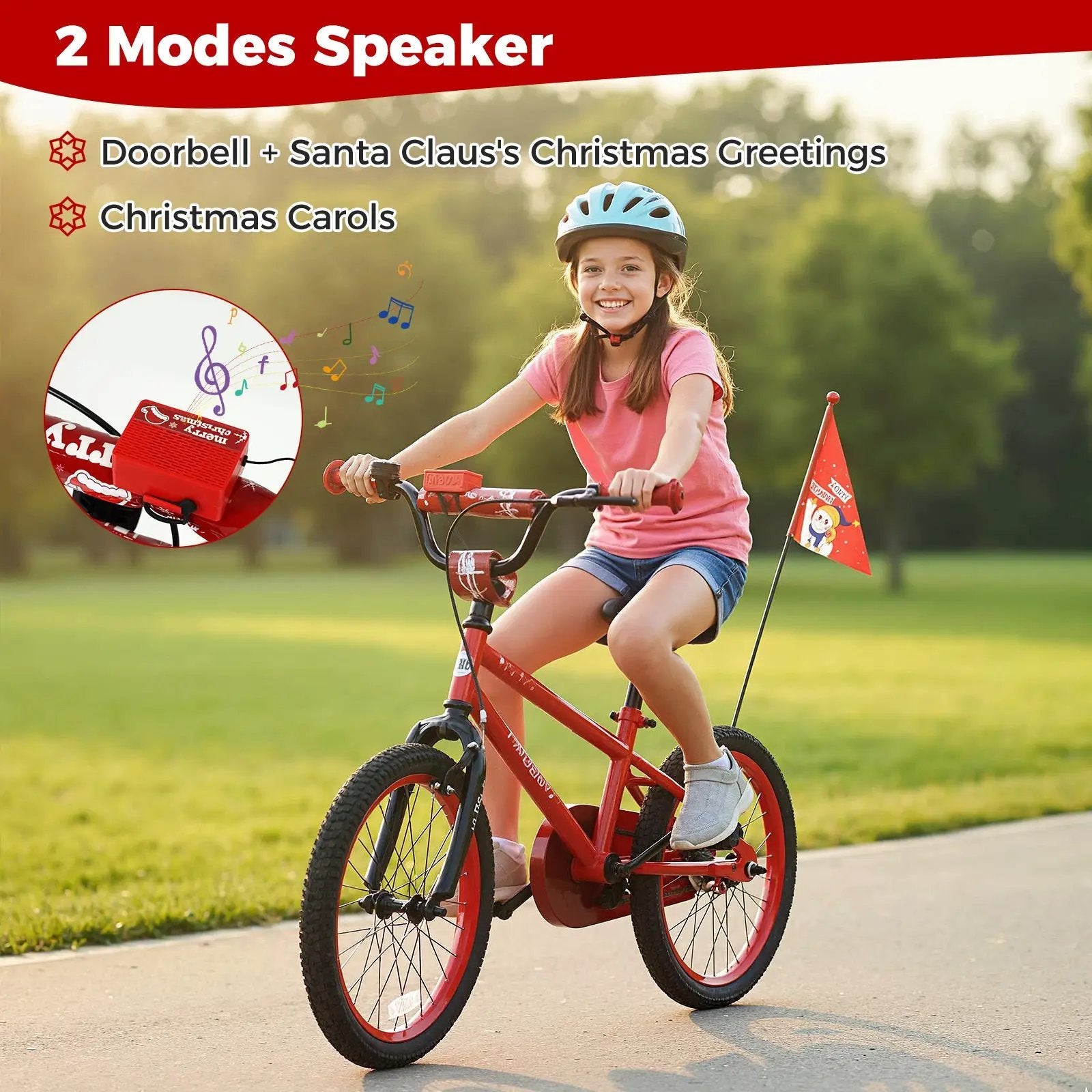 Kids Bike 12-18 Inch with Training Wheels & Christmas Music by DirectDeals