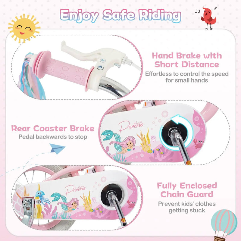 18-Inch Kids Bike Adjustable with Basket and Streamers Pink by DirectDeals