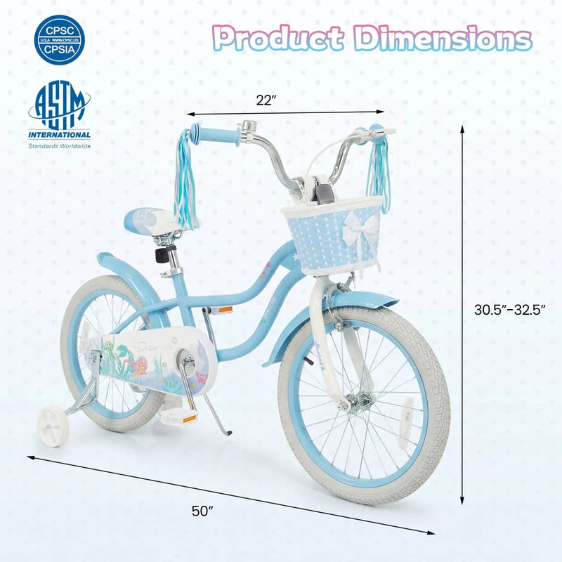 Kids Bike 12-20 Inch with Training Wheels & Basket by DirectDeals