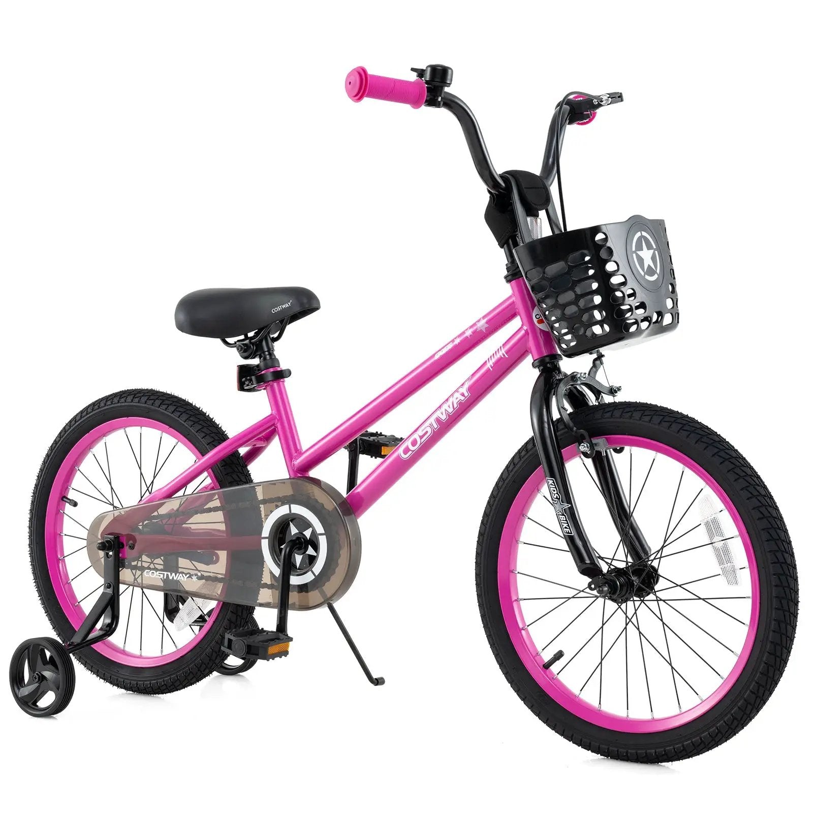 14 Inch Kids Bike Adjustable Bicycle with Front Basket for Children Aged 4-5 Years Old by DirectDeals