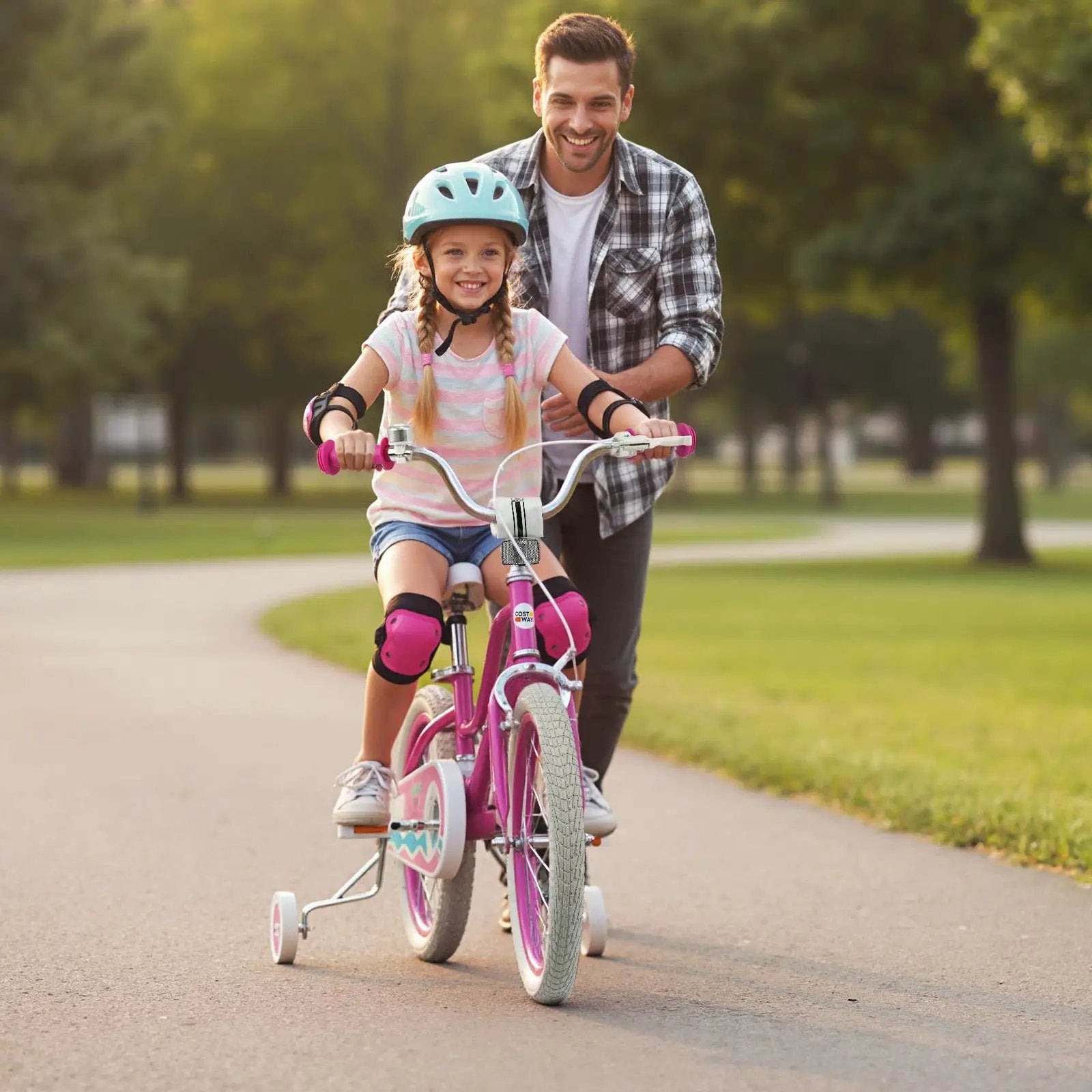 Kids Bike 12-18 Inch with Training Wheels - Pink by DirectDeals