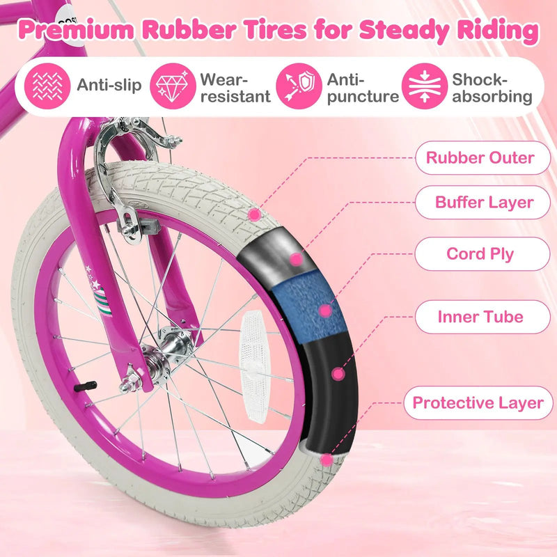 Kids Bike 12-18 Inch with Training Wheels - Pink by DirectDeals