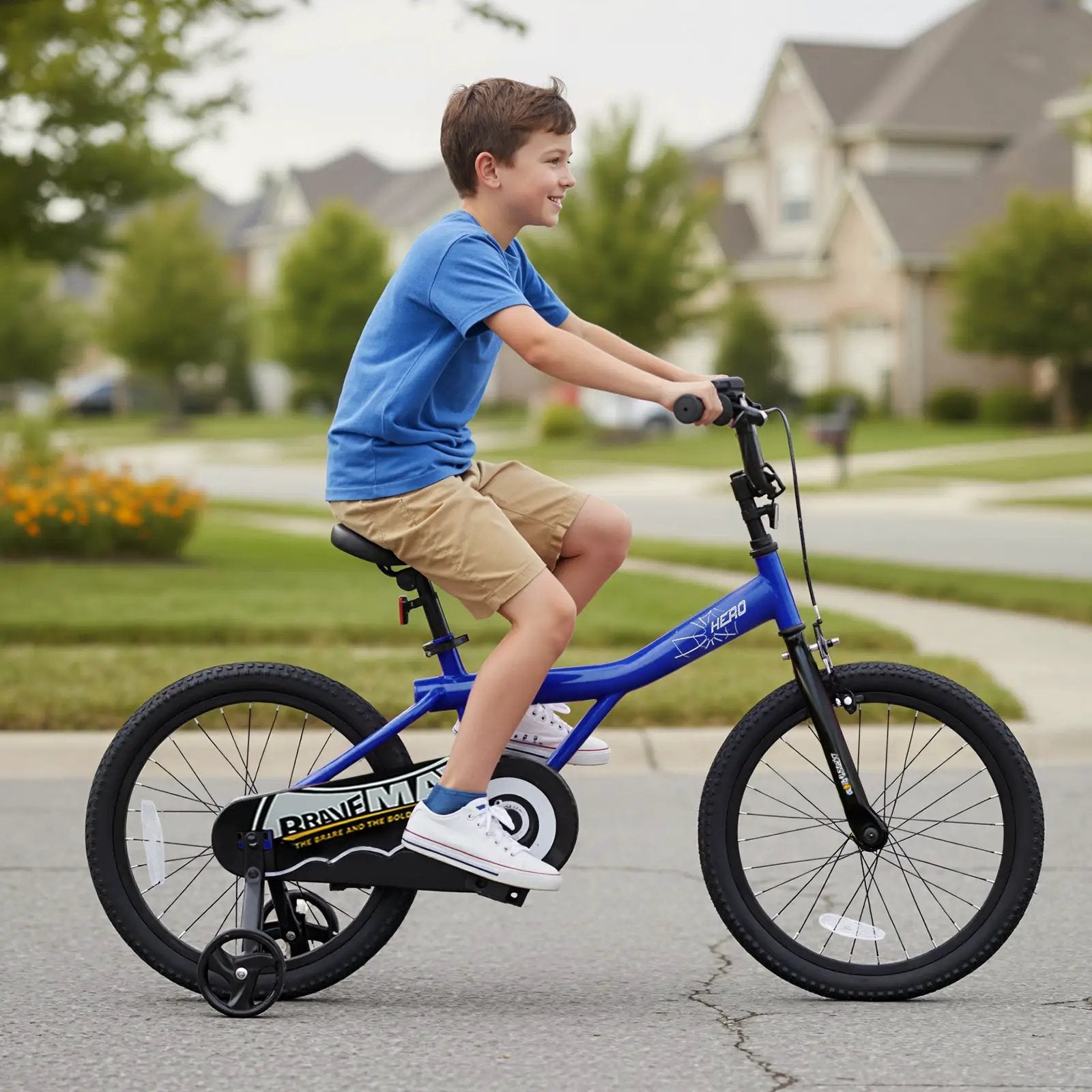 Kids Bike 14-Inch with Removable Training Wheels Navy by DirectDeals