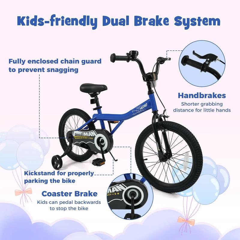 Kids Bike 14-Inch with Removable Training Wheels Navy by DirectDeals
