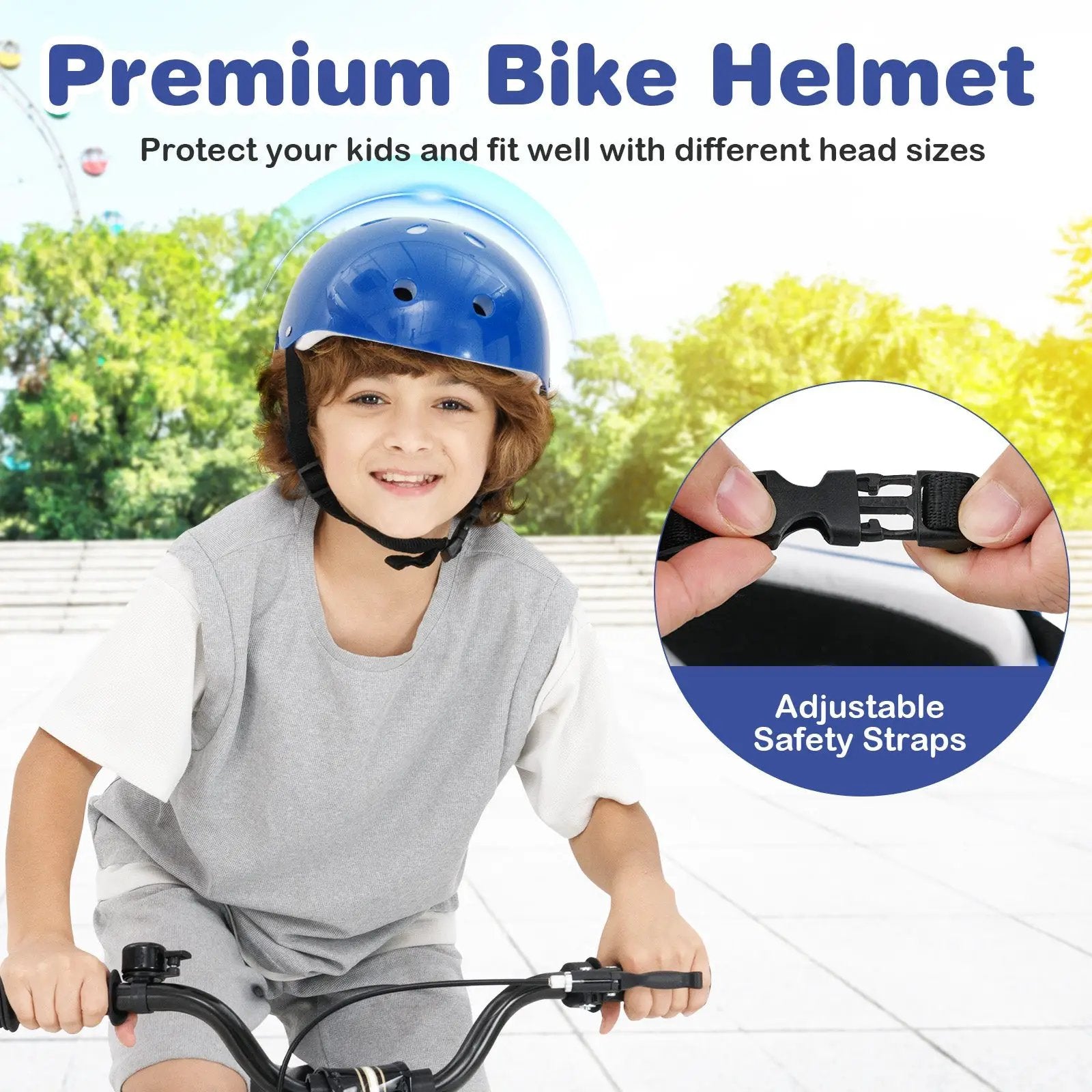 18 Inch Kids Bike with Helmet Protective Set Blue by DirectDeals