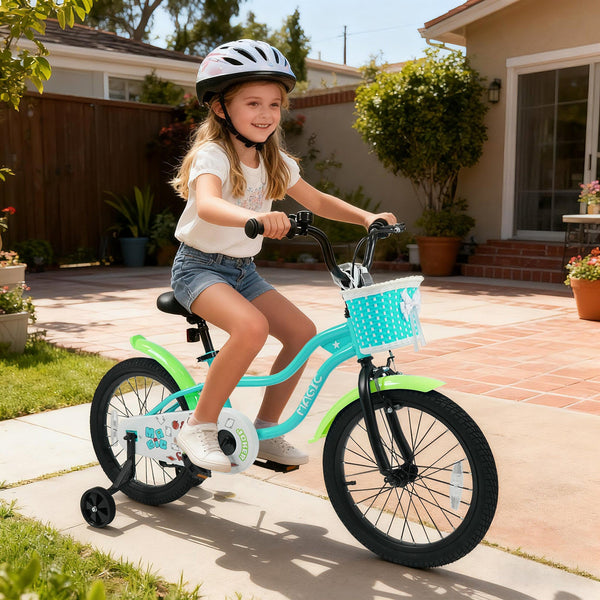 12/14/16 Inch Kids Bike with Training Wheels and Basket Green Color, photo 2 of 32