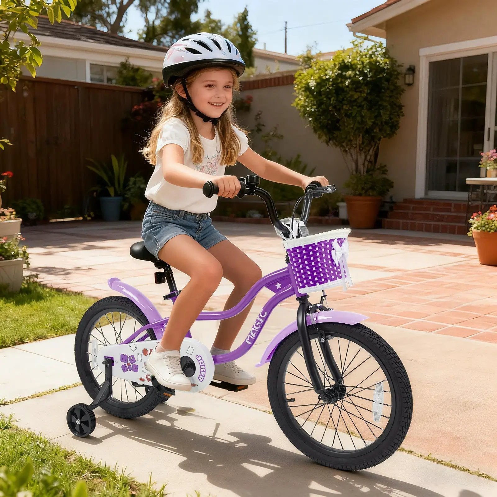 Kids Bike with Training Wheels 12-18 Inch - Purple by DirectDeals