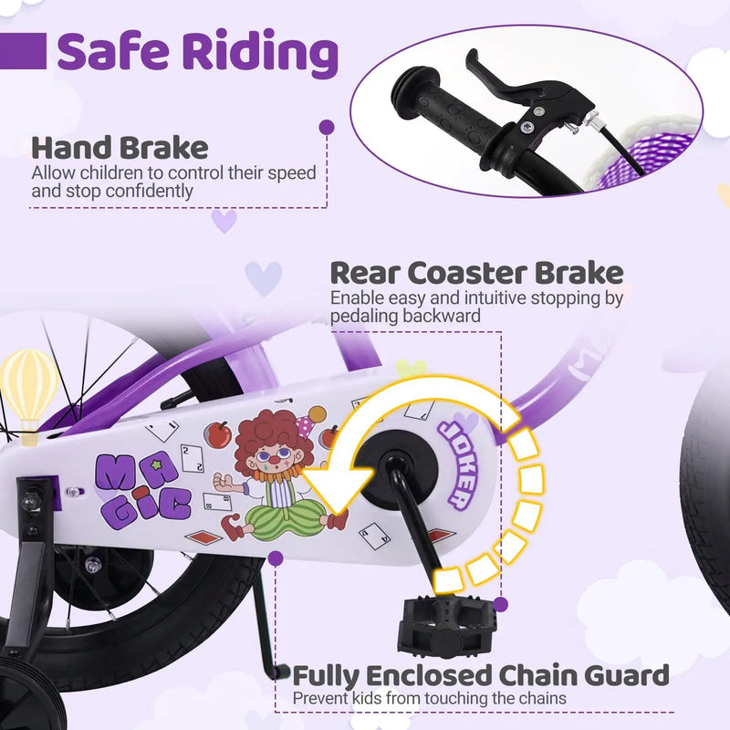 Kids Bike with Training Wheels 12-18 Inch - Purple by DirectDeals
