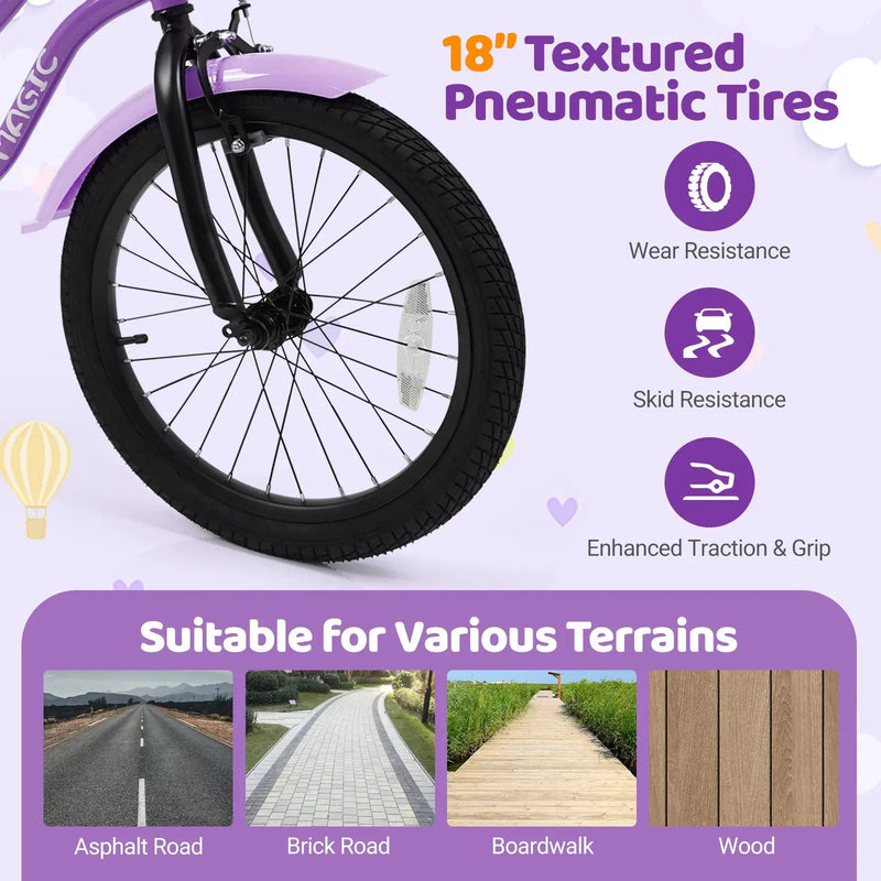 Kids Bike with Training Wheels 12-18 Inch - Purple by DirectDeals