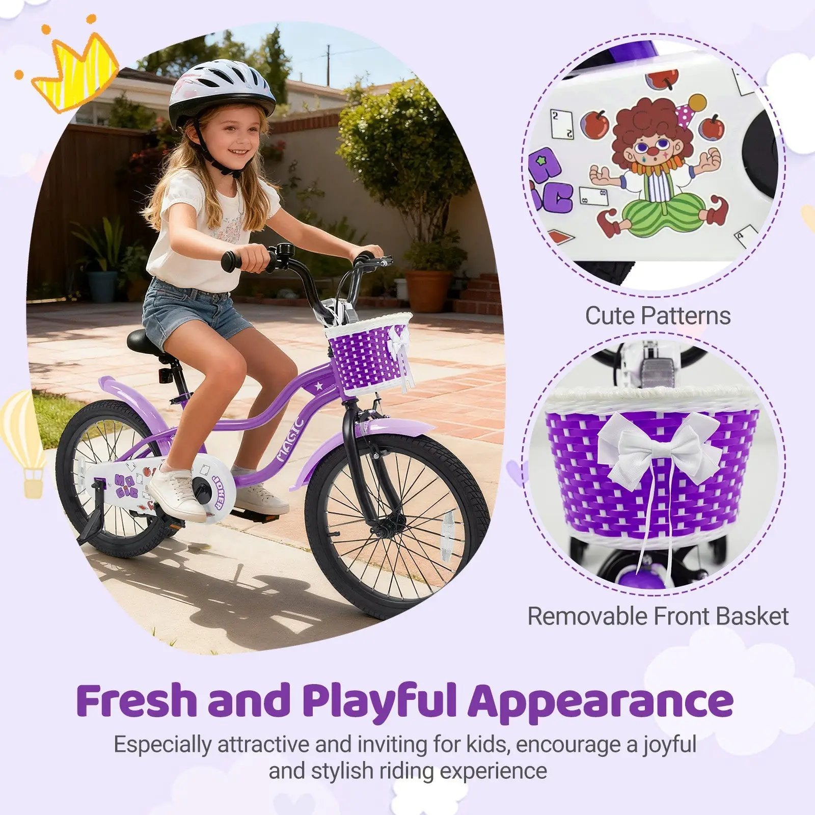 Kids Bike with Training Wheels 12-18 Inch - Purple by DirectDeals