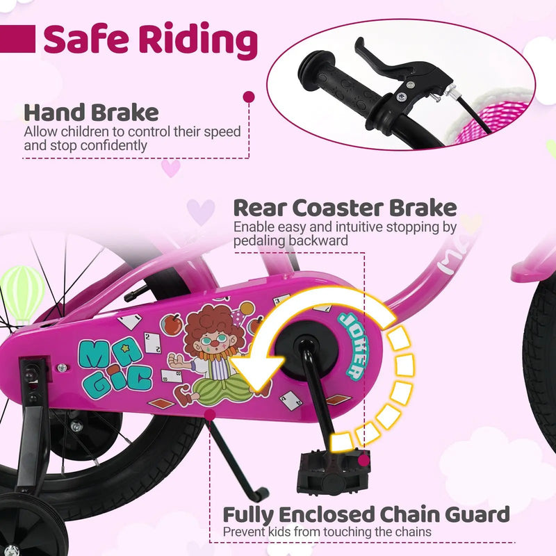 Kids Bike with Training Wheels 12-18 Inch - Magic Rose by DirectDeals